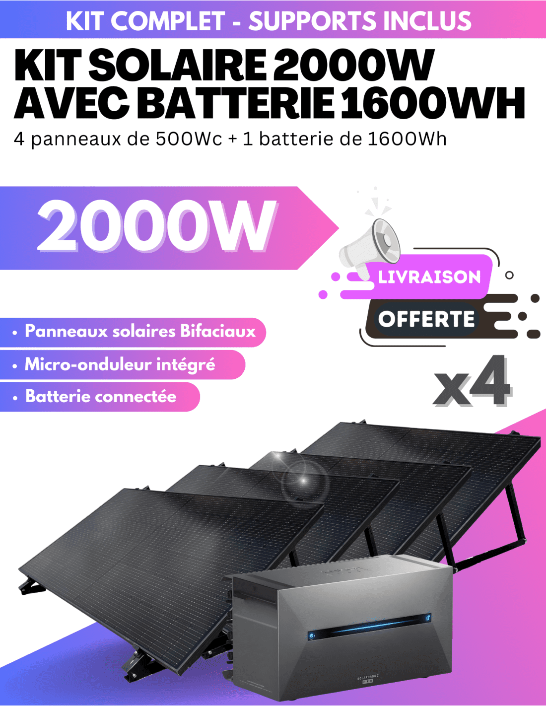 découvrez notre panneau solaire 2000w, une solution énergétique performante et écologique pour alimenter votre maison ou vos appareils. optimisez vos économies d'énergie tout en contribuant à la protection de l'environnement grâce à une technologie de pointe.