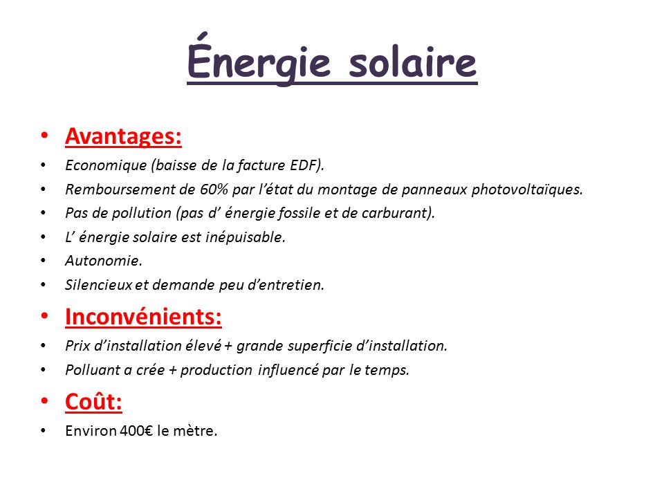 découvrez les avantages et inconvénients du photovoltaïque, une technologie renouvelable en pleine expansion. informez-vous sur ses bénéfices économiques et environnementaux, ainsi que sur les défis et limitations qu'elle pourrait présenter pour votre projet énergétique.