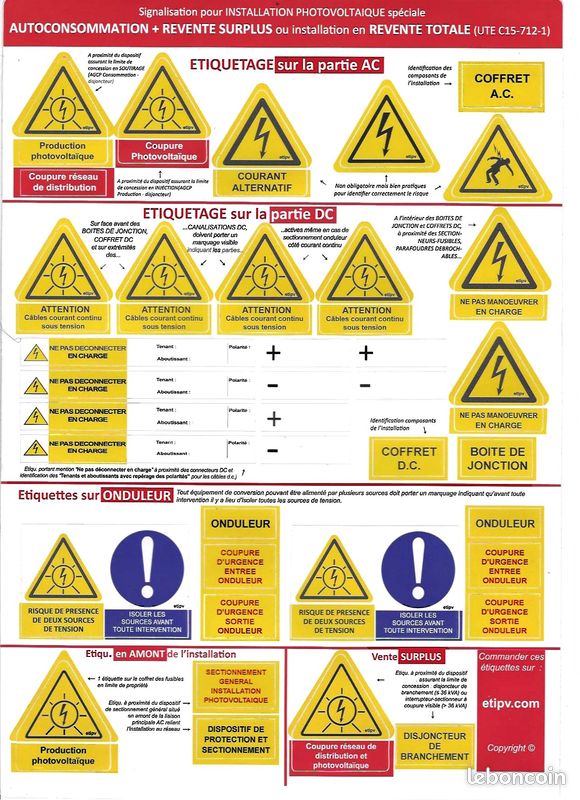 découvrez notre kit d'étiquettes photovoltaïques conformes aux normes consuel, idéales pour signaler votre installation solaire. assurez la sécurité et la conformité de votre système photovoltaïque avec des étiquettes de qualité, faciles à poser et durables.
